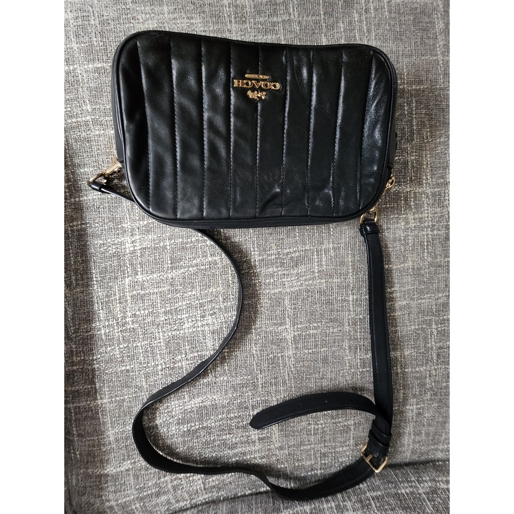 Coach Black Quilted Leather Double Zip Crossbody Bag Gold Hardware H2080-C1569